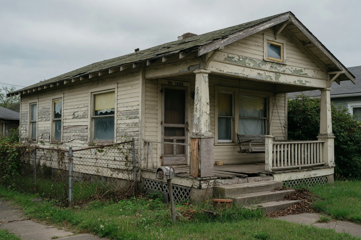 Craftsman bungalow exterior before renovation